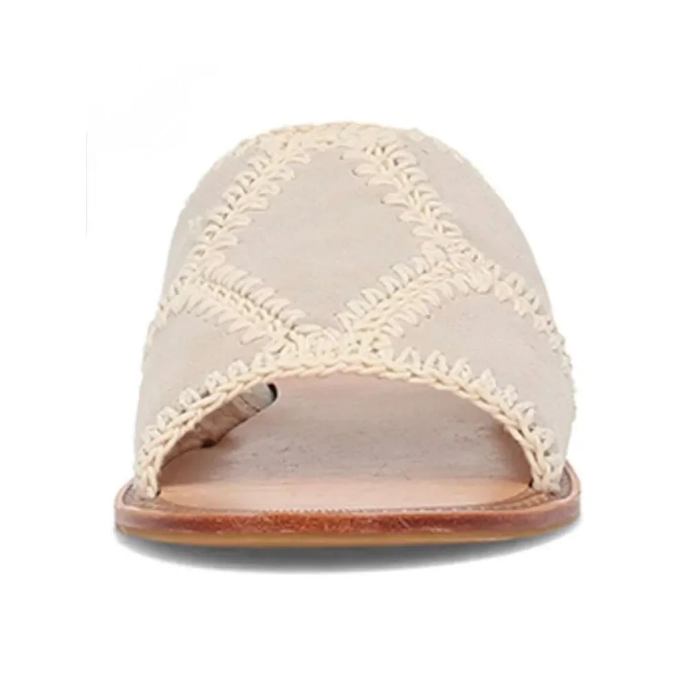 NEW Frye Women’s 6 1/2 Ava Crochet Suede Slides Sandals in Ivory NIB